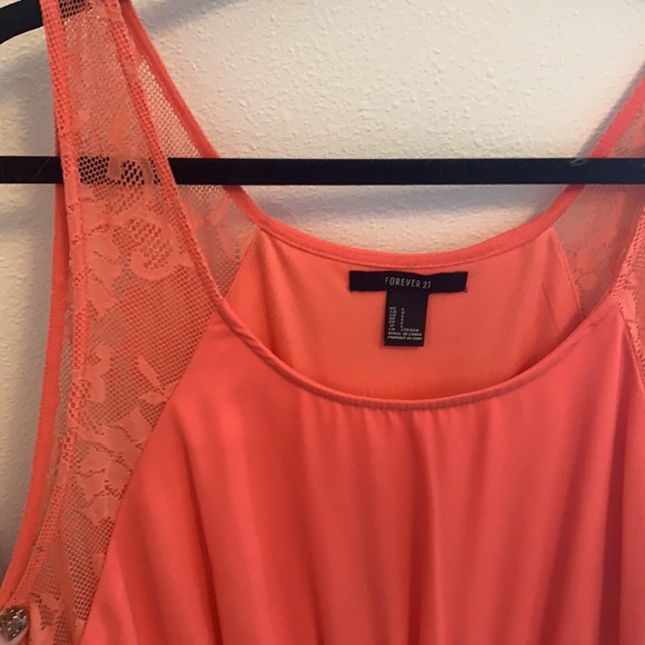 Forever21 Coral Dress with Lace - Picture 4 of 7